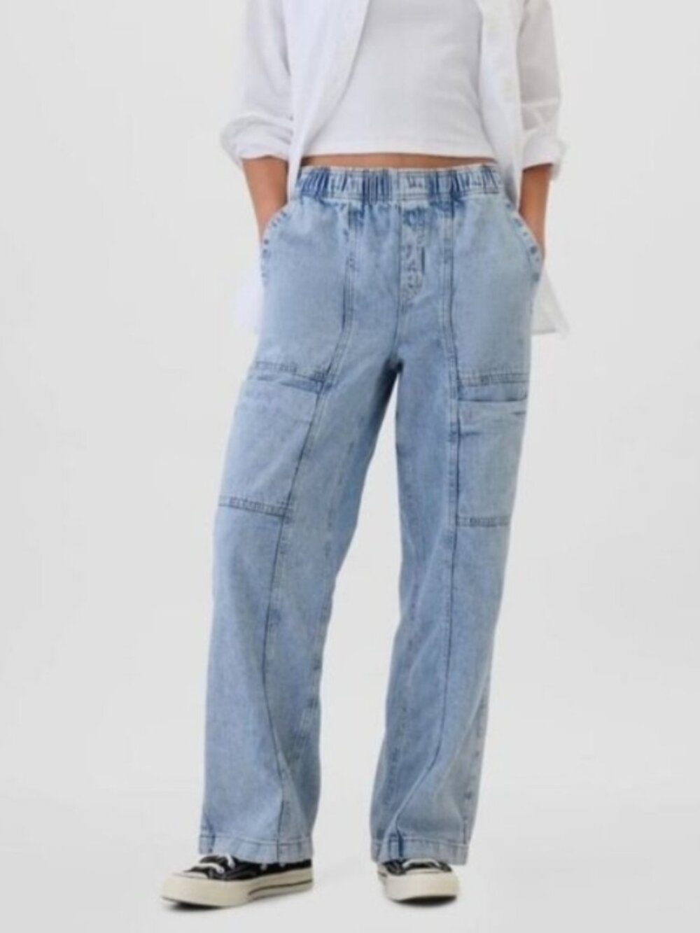 Gap Hi Rise Wide Leg Pull On Jeans in Rose Clear Size XL